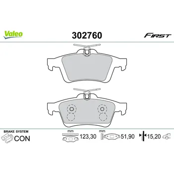 Brzdová destička Sada brzdových destiček, kotoučová brzda VALEO 302760