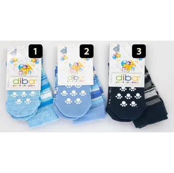 Diba Kojenecké ponožky s protiskluzem vel. 0 (17-19) FROTÉ PROUŽEK Odstíny modré