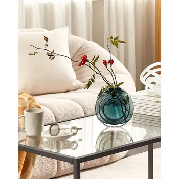 Váza Váza na květiny Tyrkysové sklo 15 cm Dekorativní kulatý tvar na stůl Bytová dekorace Moderní design Beliani