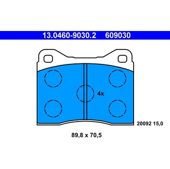 Brzdová destička Sada brzdových destiček, kotoučová brzda ATE 13.0460-9030.2