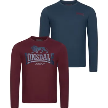 Pánské tričko Lonsdale Men's long-sleeved shirt regular fit double pack Lonsdale fuchsiová 2520493