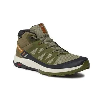 Pánská treková obuv Trekingová obuv Salomon Outrise Mid GORE-TEX L47143600 Khaki 42_23