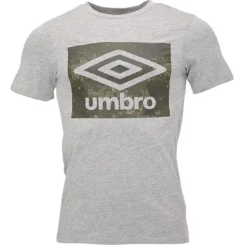 Pánská móda Pánské triko Umbro LAYERED BOX LOGO GRAPHIC TEE S Šedá, Khaki