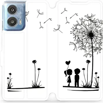 Pouzdro na mobilní telefon Flipové pouzdro Mobiwear - Motorola Moto G24 / Moto G04 - MH16P Dvojice s pampeliškou (Knížkové flip pouzdro, obal, kryt na mobil Motorola Moto G24 / Moto G04 - MH16P Dvojice s pampeliškou, materiál Umělá kůže + TPU - ochrana 360°, stojánek, silikonová)