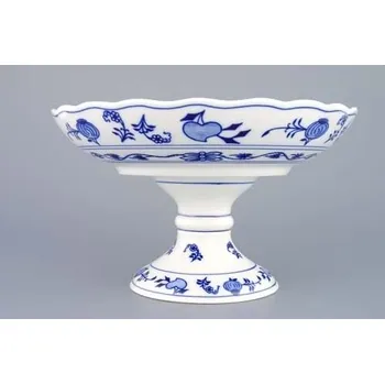 Český porcelán, a.s., Dubí Mísa kompotová oboustranná na dortové noze, 24 cm, cibulák, Český porcelán