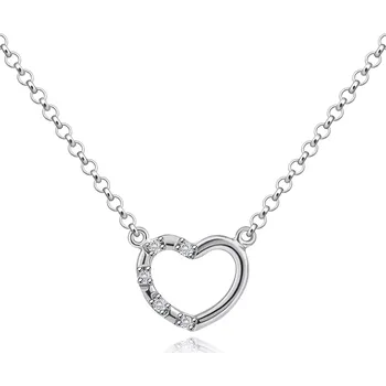 Náhrdelník Stříbrný 925 náhrdelník - srdce s průhlednými zirkony, kulatá očka