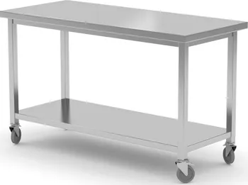Servírovací stolek Hendi Kitchen Line stolek na kolečkách 120 x 60 x 85 cm nerezový