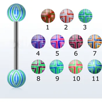 Piercing Piercingate Piercing do jazyka PCI00343 - Barva/Motiv: 1, Délka tyčky: 16 mm, Průměr tyčky: 1,6 mm