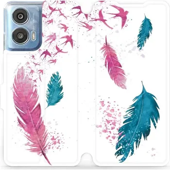 Pouzdro na mobilní telefon Flipové pouzdro Mobiwear - Motorola Moto G24 Power - MR08S Pírka (Knížkové flip pouzdro, obal, kryt na mobil Motorola Moto G24 Power - MR08S Pírka, materiál Umělá kůže + TPU - ochrana 360°, stojánek, silikonová vanička, magnetické zavírání)