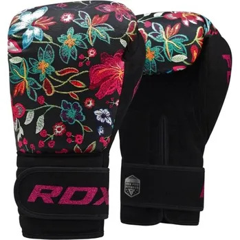 Boxerské rukavice Dámské boxerské rukavice RDX FLORAL FL3 10 Černá, Mix, Růžová