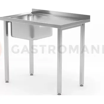 Nerezový dřez Stůl s 1-komorovým umyvadlem bez police - montovaný, umyvadlo na levé straně 800x600x850 mm | HENDI, Budget Line