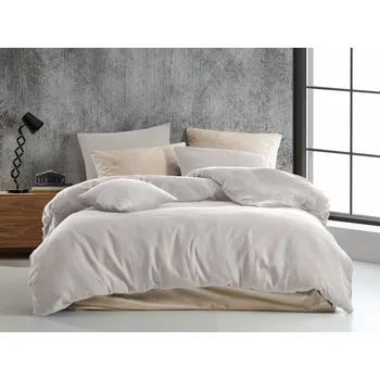 Povlečení Brotex Francouzské mušelínové povlečení krémové 240 x 220, 2x 70 x 90 cm zipový uzávěr