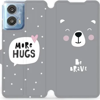 Pouzdro na mobilní telefon Flipové pouzdro Mobiwear - Motorola Moto G24 Power - MH06P Be brave - more hugs (Knížkové flip pouzdro, obal, kryt na mobil Motorola Moto G24 Power - MH06P Be brave - more hugs, materiál Umělá kůže + TPU - ochrana 360°, stojánek, silikonová vanička,)