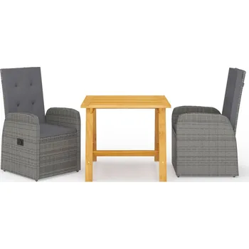 3dílný zahradní jídelní set šedý Šedá 3068710