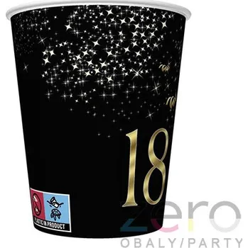 Jednorázové nádobí Pohárek (kelímek) nápojový papírový 0,25 l (8 ks) - 18-té narozeniny