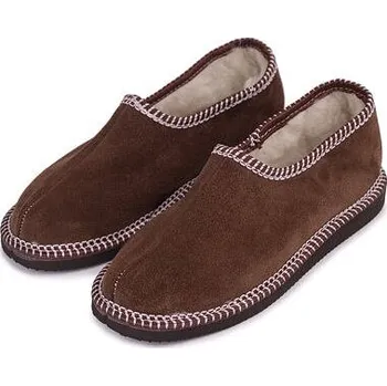 Dámská zimní obuv Vlnka Kožené bačkory s ovčí vlnou salašky hnědá velikost obuv dospělí 45