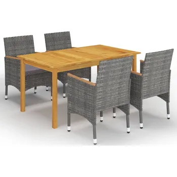5dílný zahradní jídelní set šedý Šedá 3067770