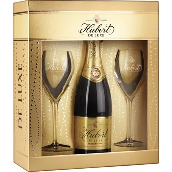 Hubert DE LUXE DOUX - bílé šumivé víno sladké 7,0% - set 2x sklenice - 0.75L