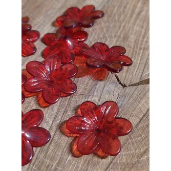 Plastové korálky květ / sukýnka Ø26 mm červená tmavá