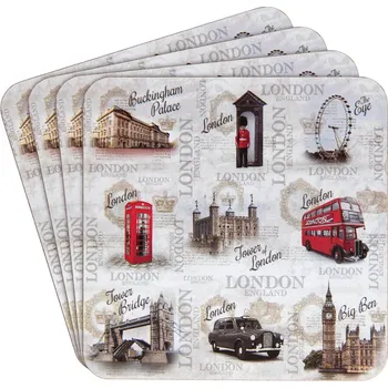prostírání Leonardo, Anglie Leonardo - Korkové prostírání pod skleničky VINTAGE LONDON 4 ks - 10,5*10,5 cm- 4 ks