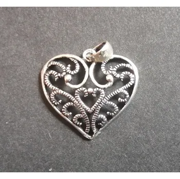 Přívěsek Srdce průhledné hodně zdobené - přívěsek ze stříbra