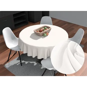 ubrus Dekorační kulatý ubrus Rongo RG-032 Krémově bílý Ø 100 cm