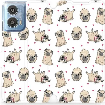 Pouzdro na mobilní telefon Flipové pouzdro Mobiwear - Motorola Moto G24 Power - M097P Mopsíci (Knížkové flip pouzdro, obal, kryt na mobil Motorola Moto G24 Power - M097P Mopsíci, materiál Umělá kůže + TPU - ochrana 360°, stojánek, silikonová vanička, magnetické zavírání)