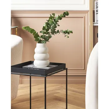 Váza Váza na květiny Bílá kamenina 22 cm Dekorativní bytový doplněk Minimalistický dekorace Beliani