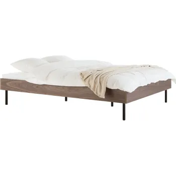 Postel noo.ma Ořechová dvoulůžková postel Streiko 160 x 200 cm s roštem