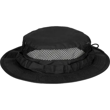 Pokrývka hlavy MFH Klobouk síťovaný černý Jungle Bush Hat Mesh Boonie Black RipStop MFH® 10720A Velikost: S/M (55-59 cm)
