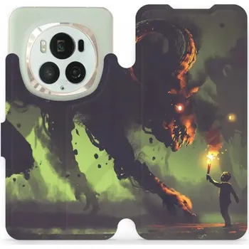 Pouzdro na mobilní telefon Flipové pouzdro Mobiwear - Honor Magic6 Pro - VA08P Příšera a kluk s pochodní (Knížkové flip pouzdro, obal, kryt na mobil Honor Magic6 Pro - VA08P Příšera a kluk s pochodní, materiál Umělá kůže + TPU - ochrana 360°, stojánek, silikonová vanička, magnetick