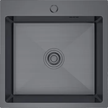Granitový dřez Erga HD, 1-komorový ocelový dřez 500x500x210 mm, grafitová, ERG-MLS-HD5050B