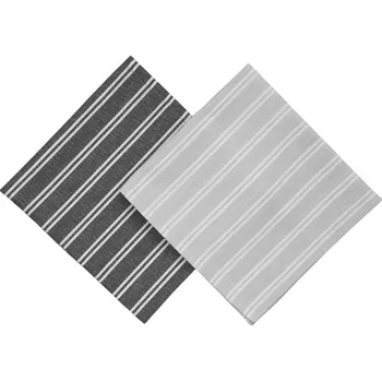 Polštář SCANquilt ubrousek RIVA pruhy černá / šedá 45 x 45 cm