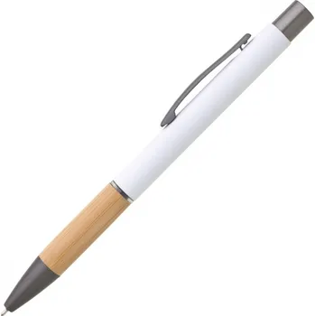 Kuličkové pero DORIO SOFT bambus/kov, hrot 0,5 mm - bílá