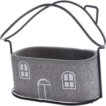 Biokrb Betonový obal na květináč House šedá, 18 x 14,5 x 9 cm