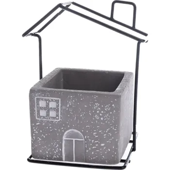 Biokrb Betonový obal na květináč House šedá, 11 x 14 x 8,7 cm