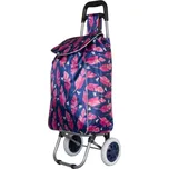 Nákupní taška na kolečkách METRO ST-01F - modrá/růžový list