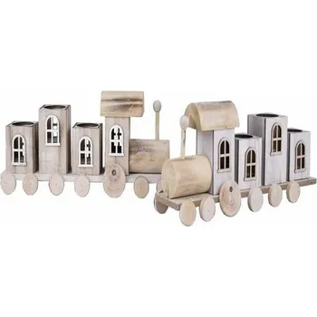 Dekorace VLÁČEK dřevěný, bílá/přírodní s patinou, 43x17x11cm|výběr z variant|Ego Dekor - přírodní s bílou