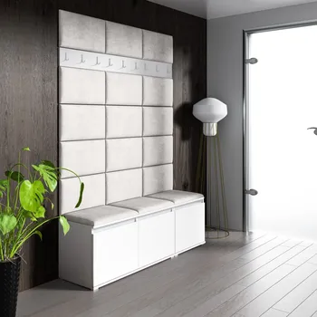 Předsíňová stěna Předsíňová stěna Emi 6 - bílá Barva čalounění: Krémová - Trinity 01