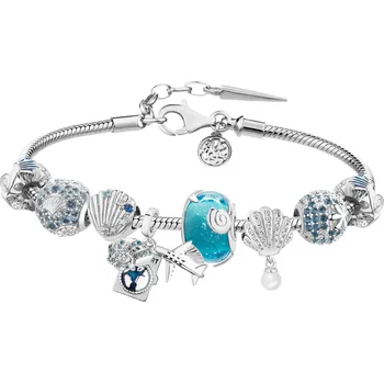 Náramek Náramek Beads - sada - mušle, hvězdice, květy, letadlo, prázdniny - AP93-0429