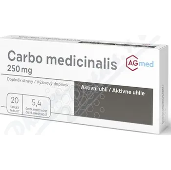 Lék na žaludek, slinivku a játra Carbo medicinalis 250mg tbl.20 AGmed