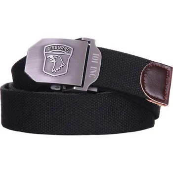 Módní doplněk 101INC Opasek AIRBORNE plátěný ČERNÝ ČERNÁ - BLACK 115