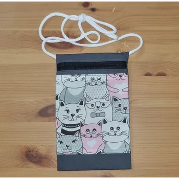 Plátěná taška s dlouhou šňůrou - kočky Barva: Šedá