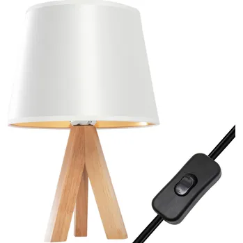 Lampička Toolight - Noční stolní lampa E27 60W APP976-1T, bílá-hnědá, OSW-06683