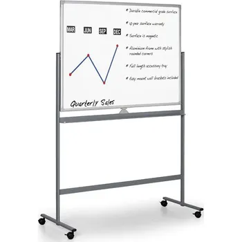 Kancelářský nábytek Mobilní oboustranná bílá popisovací tabule, magnetická, 1200 x 900 mm