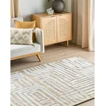 Koberec béžový a šedý polyester 160 x 230 cm geometrický vzor moderní minimalistický styl obývací pokoj ložnice Beliani