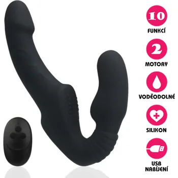 Vibrátor VšeNaSex.cz Silikonový vibrátor USB Lesbian Double Vibe černý