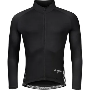 cyklistický dres FORCE Pánský dres s dlouhým rukávem FORCE SPIKE, černo-bílý - XS