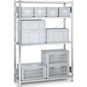 Dílenský regál META Kovový regál CLIP, 230 kg, 2500 x 1300 x 800 mm, přídavný regál