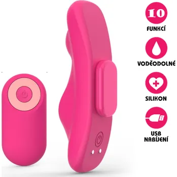 Vibrátor VšeNaSex.cz Bezdrátový vibrační motýlek Magnetic Wearable Vibe růžový